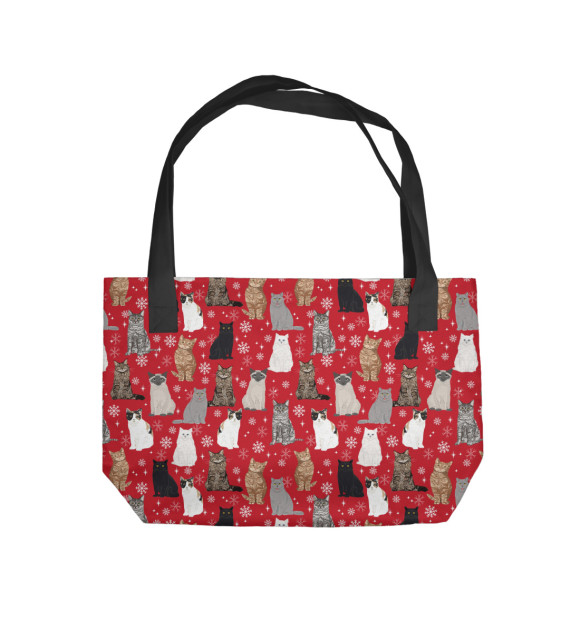Пляжная сумка с изображением Рождественские коты-2 цвета 