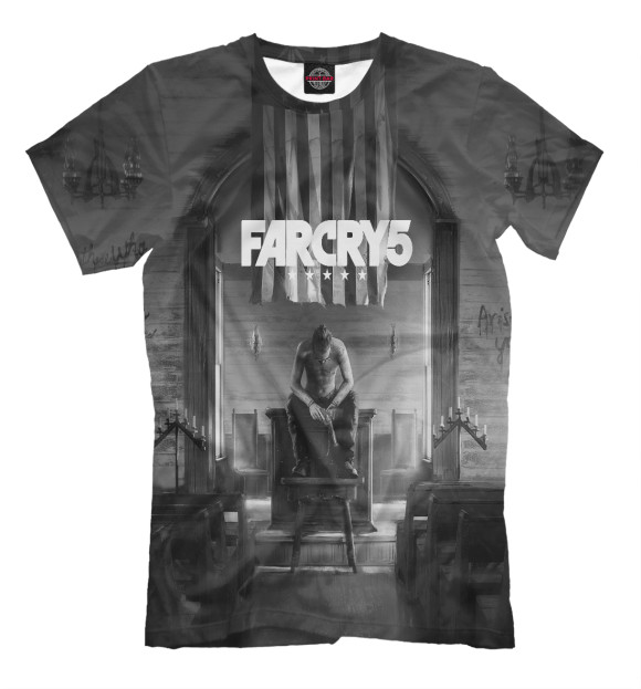 Мужская футболка с изображением Far cry 5 цвета Серый