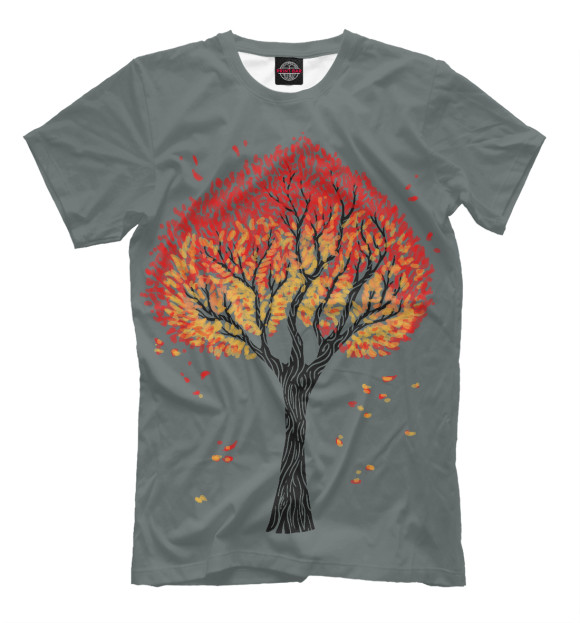 Мужская футболка с изображением Дерево любви цвета Серый