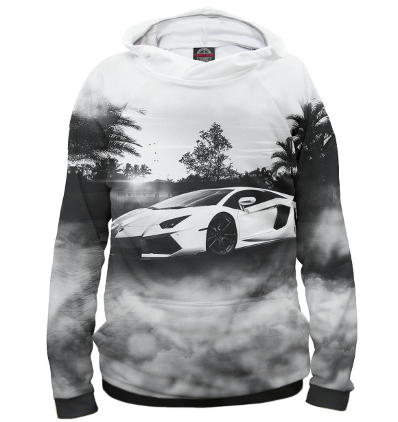 Худи для девочки с изображением Lamborghini цвета Белый