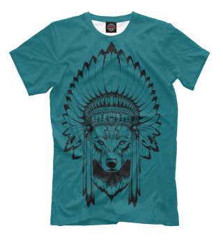 Мужская футболка Волк индеец