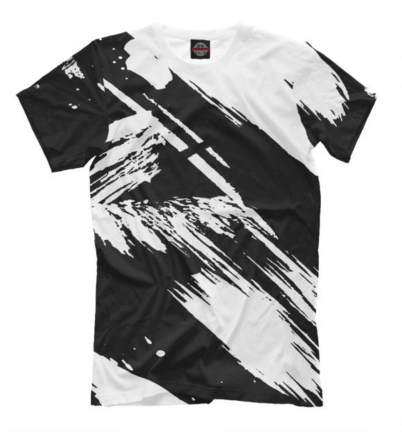 Мужская футболка с изображением Чёрно-Белые краски цвета Черный
