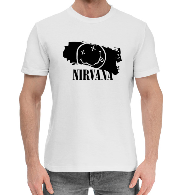Мужская хлопковая футболка с изображением Nirvana цвета Белый