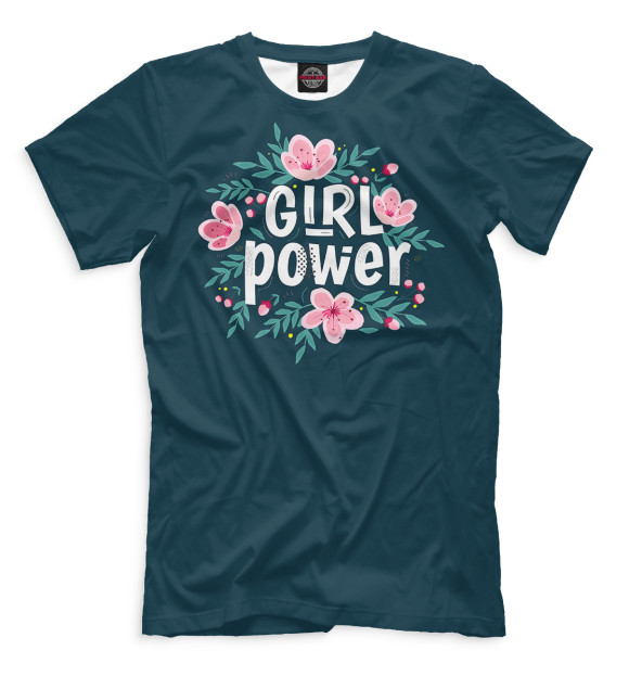 Мужская футболка с изображением Girl power цвета Белый