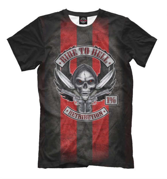 Мужская футболка с изображением Ride to Hell цвета Черный