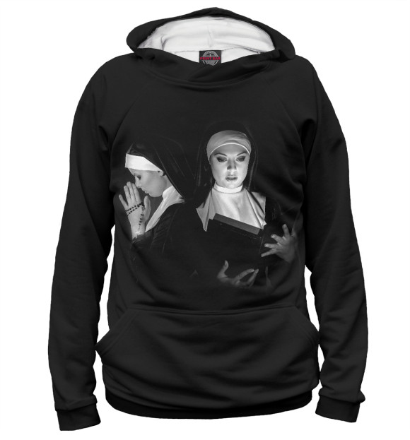 Женское худи с изображением Монашки цвета Белый