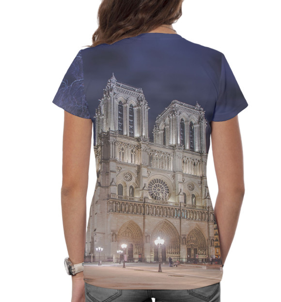 Женская футболка с изображением Собор Парижской Богоматери цвета Белый