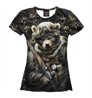 Женская футболка Медведь солдат спецназа