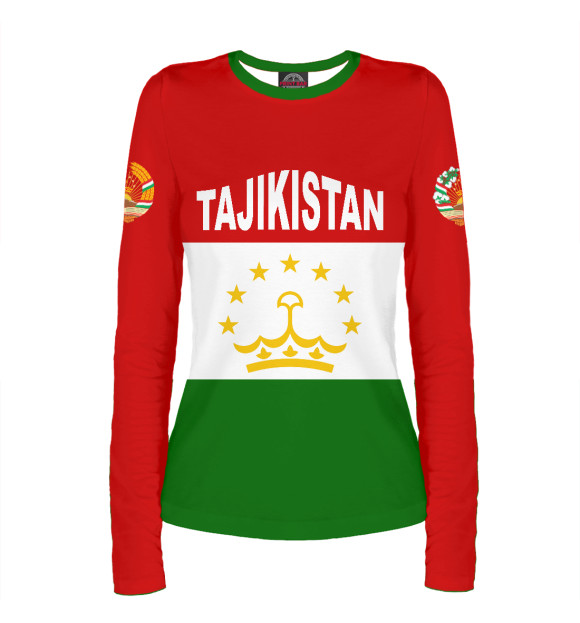 Женский лонгслив с изображением Tajikistan цвета Белый