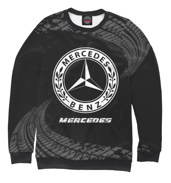 Мужской свитшот с изображением Mercedes Speed Tires на темном цвета Белый