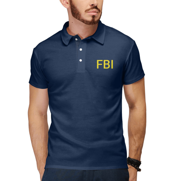 Мужское поло с изображением FBI цвета Белый