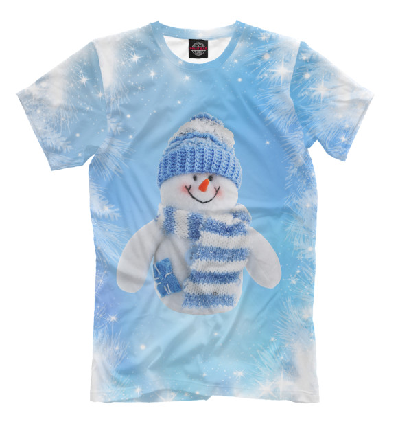 Мужская футболка с изображением Снеговик цвета Молочно-белый