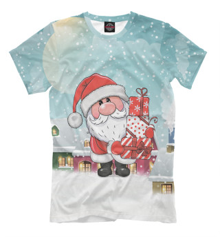 Мужская футболка Санта Клаус с подарками