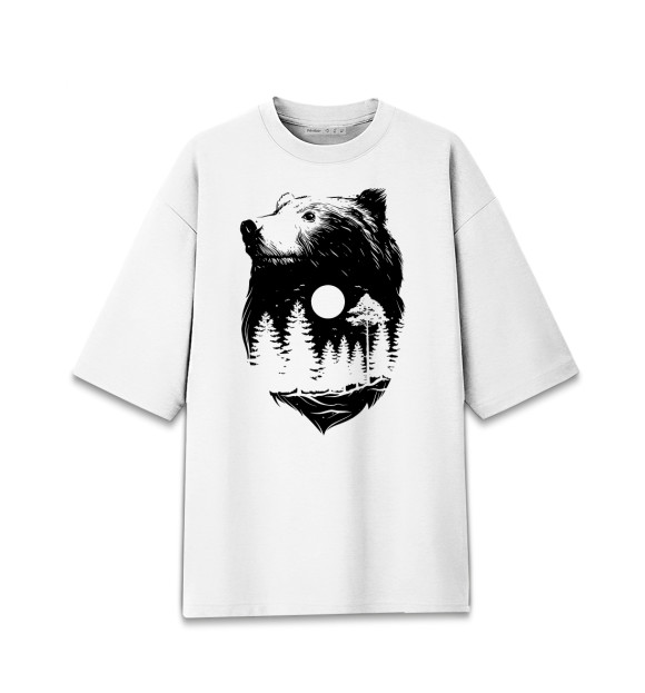 Женская футболка оверсайз с изображением Медведи цвета Белый