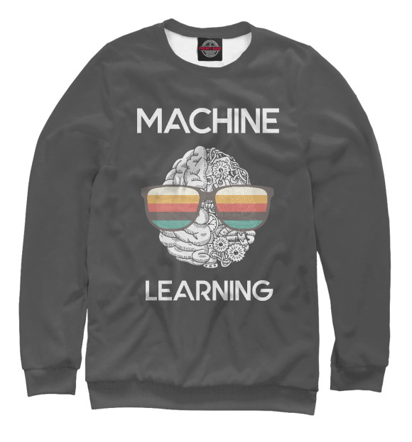 Мужской свитшот с изображением Machine Learning GeekBrain цвета Белый