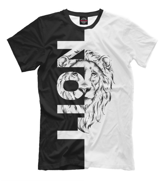 Мужская футболка с изображением Лев (знак зодиака) цвета Белый