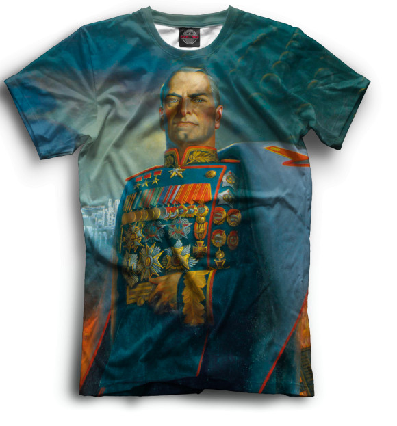 Мужская футболка с изображением Маршал Г.К.Жуков цвета Черный