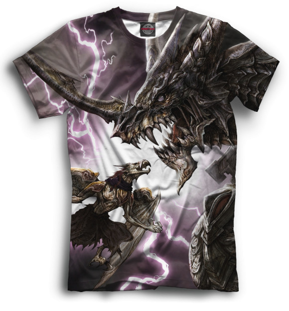 Мужская футболка с изображением Драконы цвета Черный