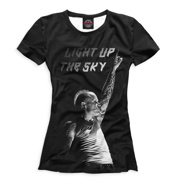 Женская футболка с изображением Keith Flint — Light Up the Sky цвета Белый