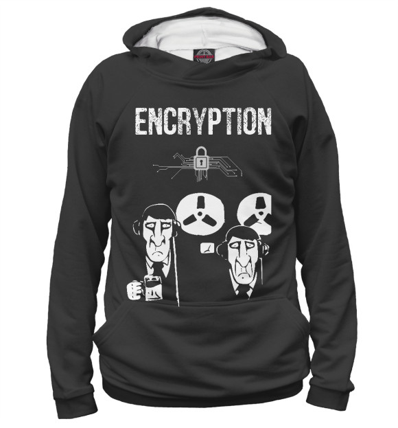 Мужское худи с изображением Encryption цвета Белый