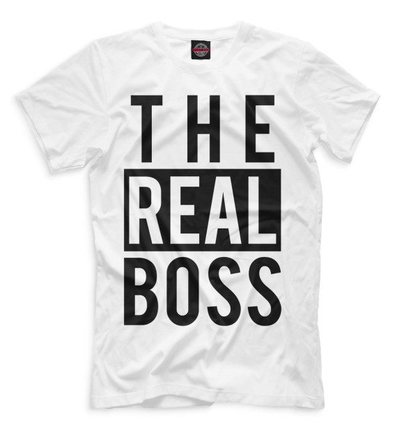 Мужская футболка с изображением The real boss цвета Белый