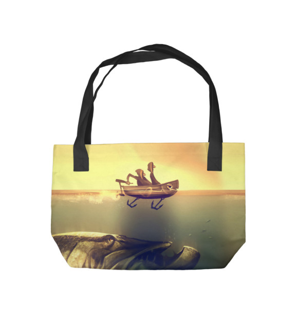 Пляжная сумка с изображением Плохой день на рыбалке лучше чем хороший день на работе цвета 