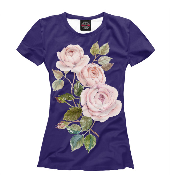 Женская футболка с изображением Roses цвета Белый