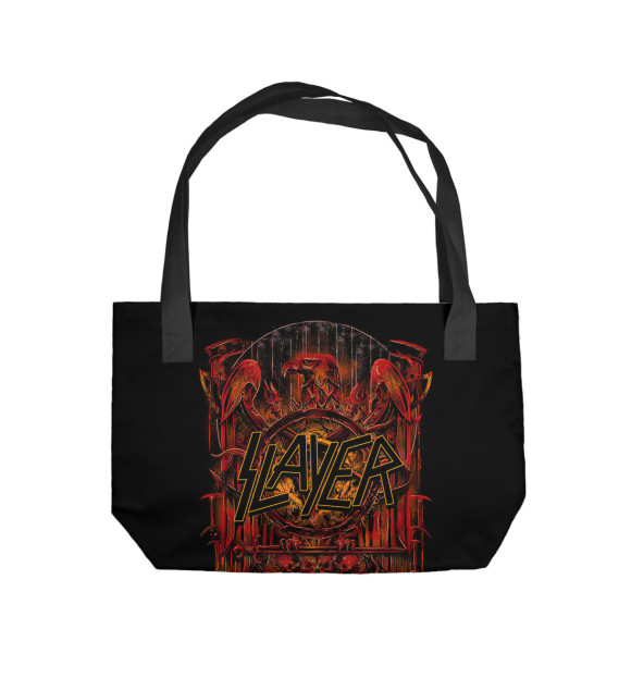 Пляжная сумка с изображением Slayer - thrash metal band цвета 