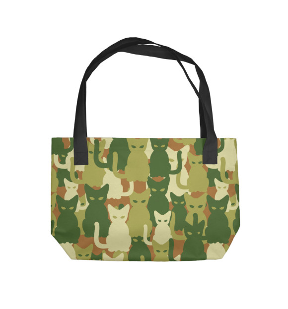 Пляжная сумка с изображением Камуфляж - коты цвета 