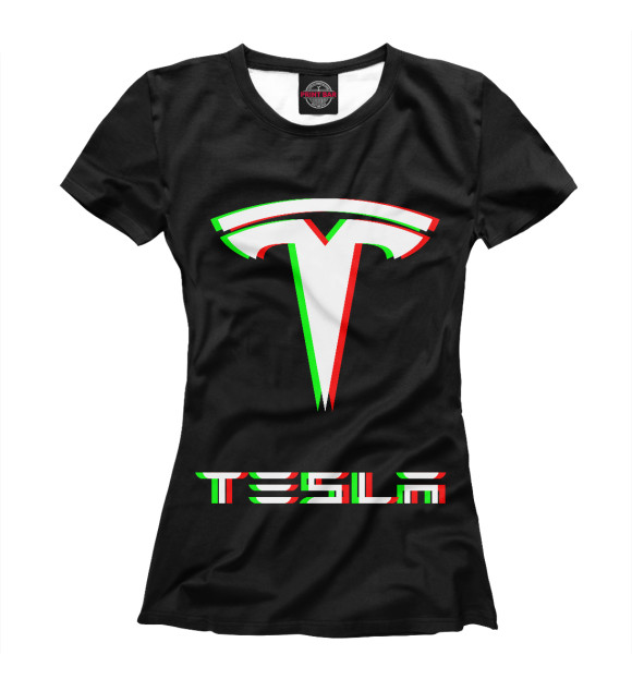 Женская футболка с изображением Tesla цвета Белый
