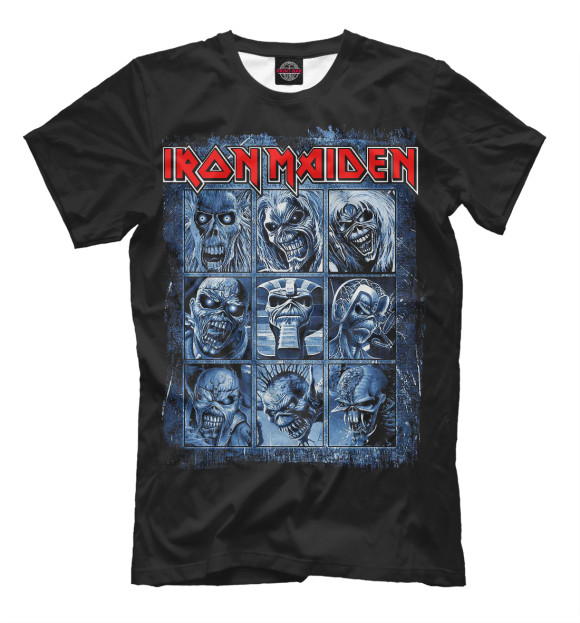 Мужская футболка с изображением Iron Maiden Band цвета Черный