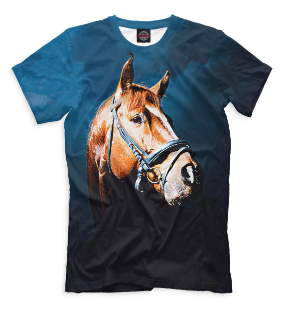 Мужская футболка с изображением Лошадь цвета Черный