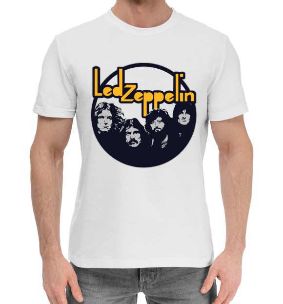 Мужская хлопковая футболка с изображением Led Zeppelin цвета Белый