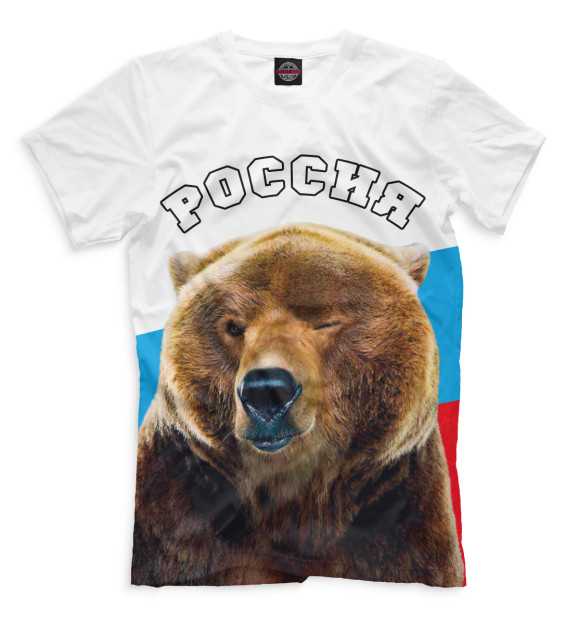 Мужская футболка с изображением Медведь подмигивает цвета Молочно-белый
