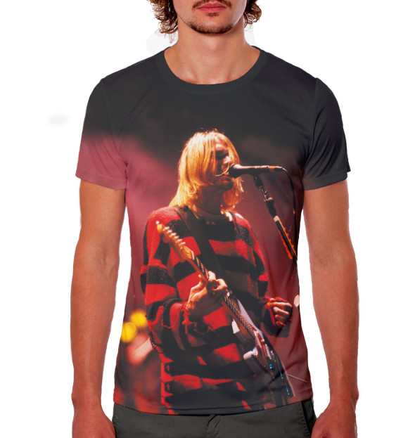 Мужская футболка с изображением Kurt Cobain цвета Белый