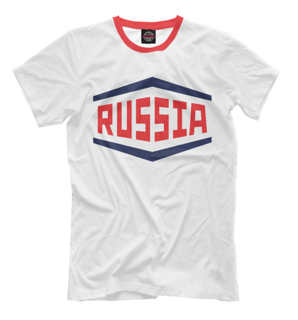 Мужская футболка с изображением RUSSIA цвета Молочно-белый