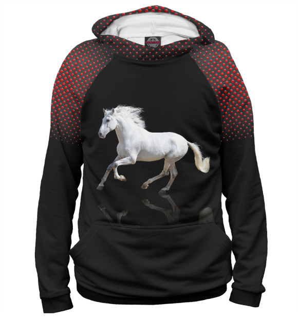 Худи для девочки с изображением Скачущая лошадь цвета Белый