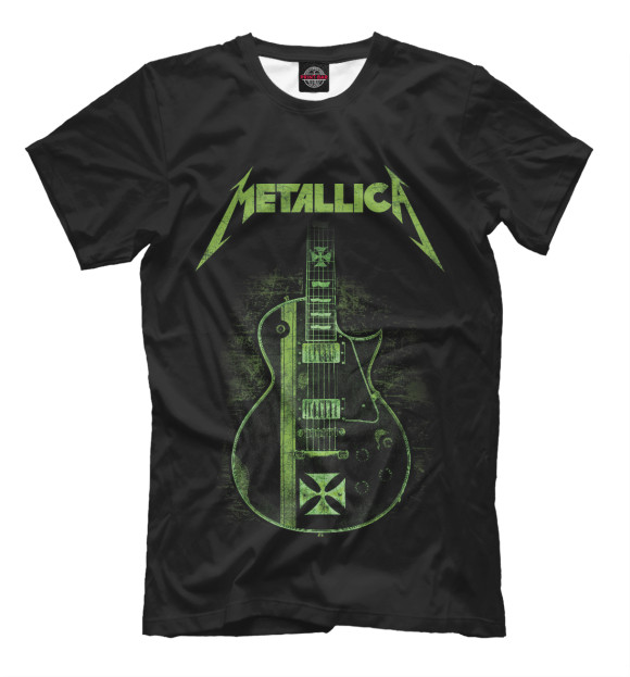 Мужская футболка с изображением Gibson les paul Metallica цвета Белый