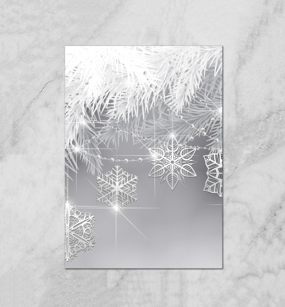 Плакат с изображением Зимние узоры цвета Белый