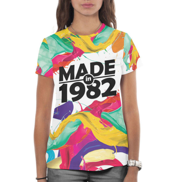 Женская футболка с изображением Made in 1982 цвета Белый
