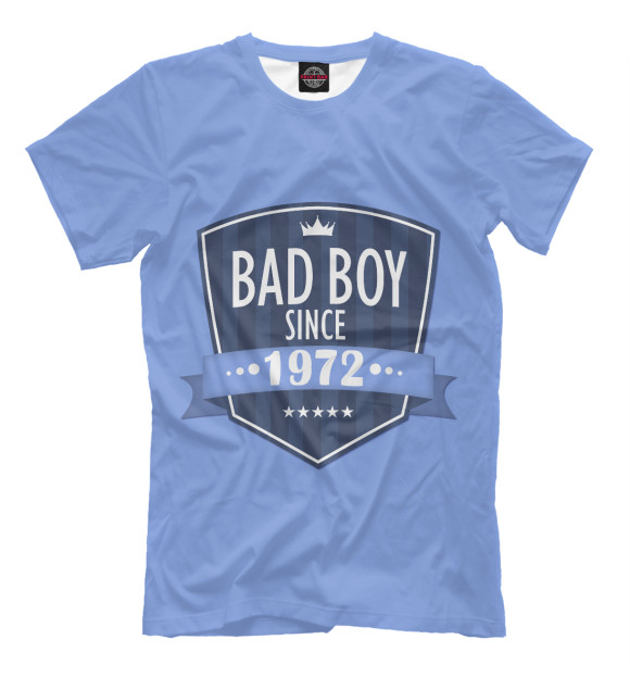 Мужская футболка с изображением Плохой мальчик с 1972 цвета Грязно-голубой