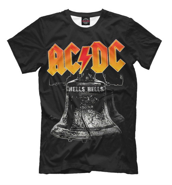 Мужская футболка с изображением AC/DC Hells Bells цвета Черный