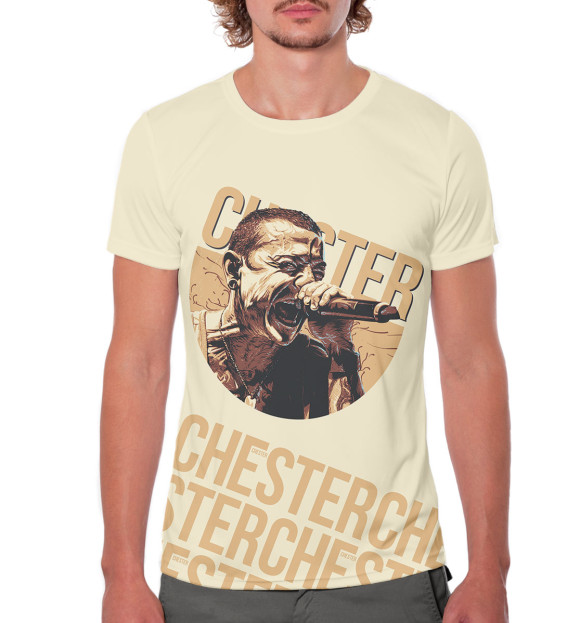Мужская футболка с изображением Честер Беннингтон цвета Белый