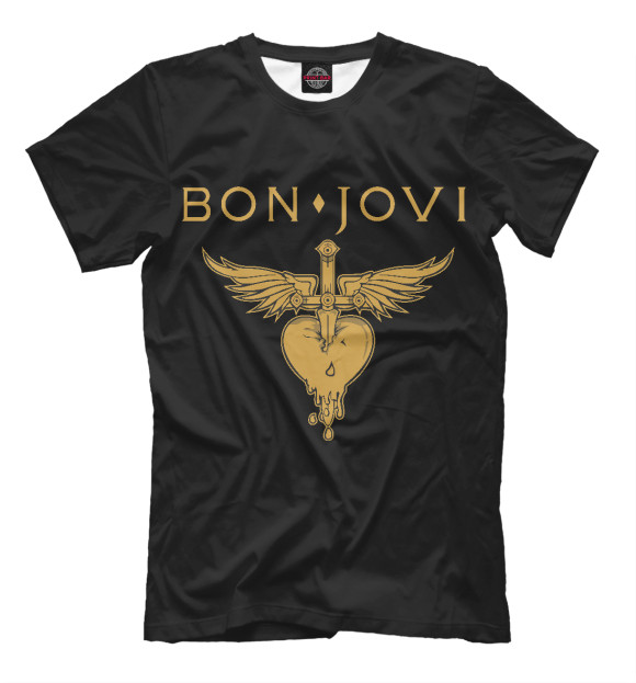 Мужская футболка с изображением Bon Jovi цвета Черный