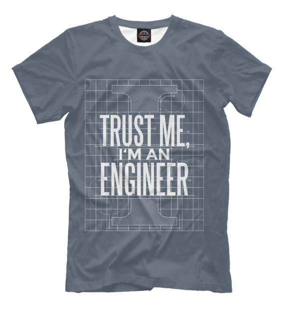 Мужская футболка с изображением Инженер цвета Серый