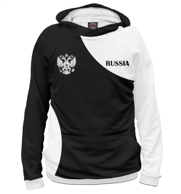 Женское худи с изображением Russia Black&White цвета Белый