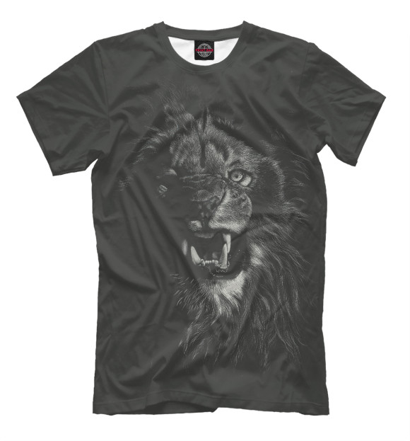 Мужская футболка с изображением Оскал льва цвета Темно-красный