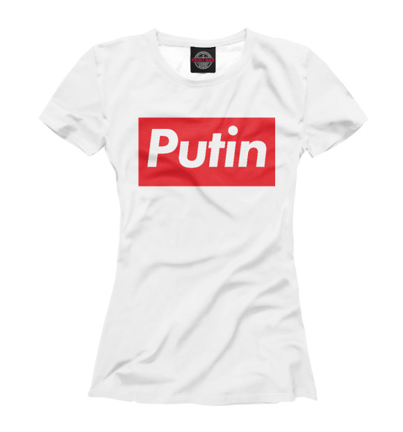 Женская футболка с изображением Putin цвета Белый