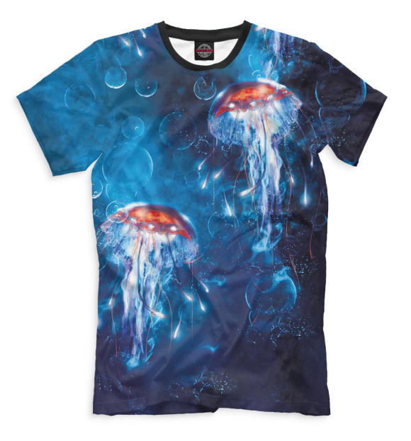 Мужская футболка с изображением Медузы цвета Грязно-голубой