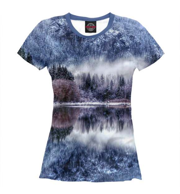 Женская футболка с изображением Горное озеро цвета Белый